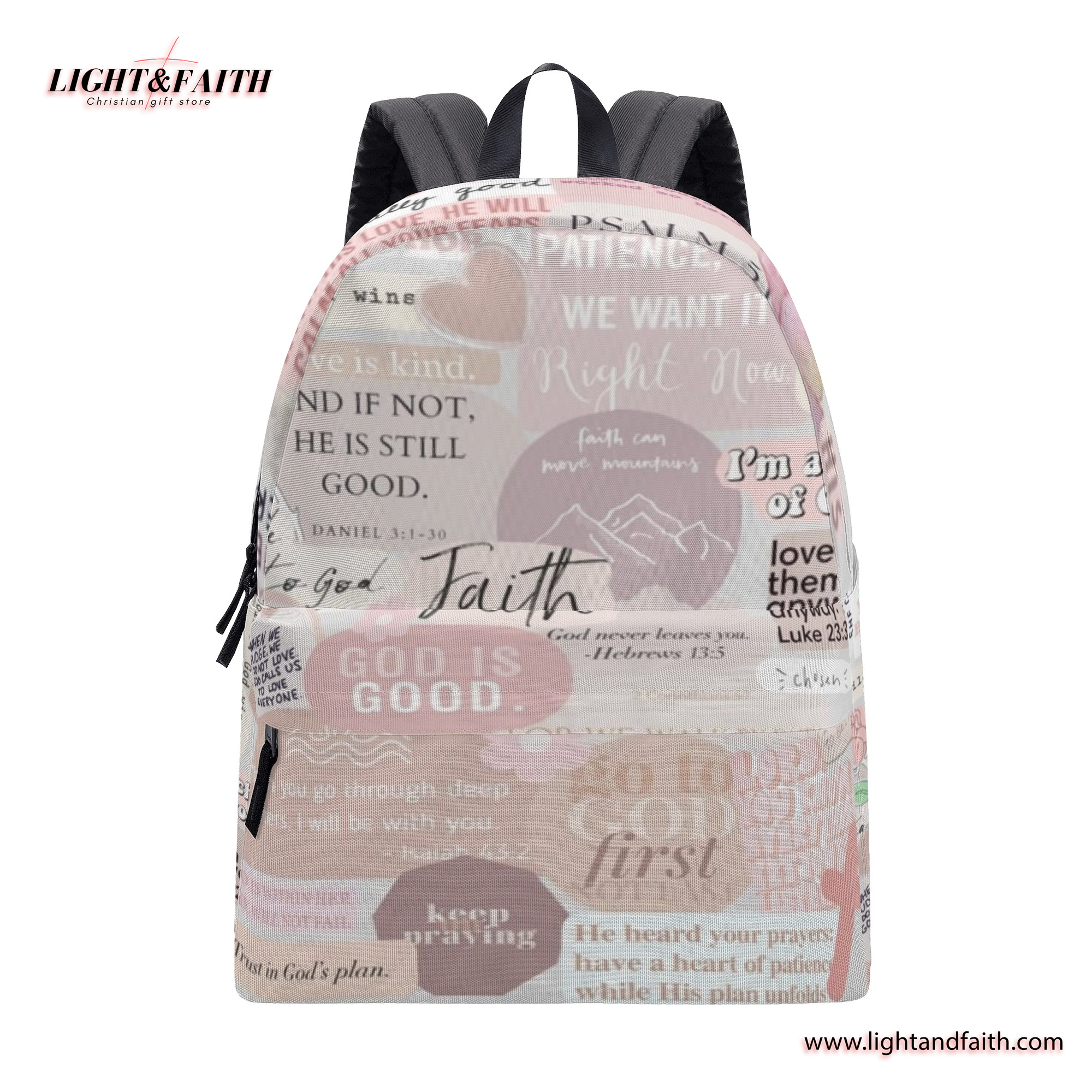 Faith Quote Christian Backpack – God Is Good, Bible Verses, Pastel Scripture Design Bag.PLAF43